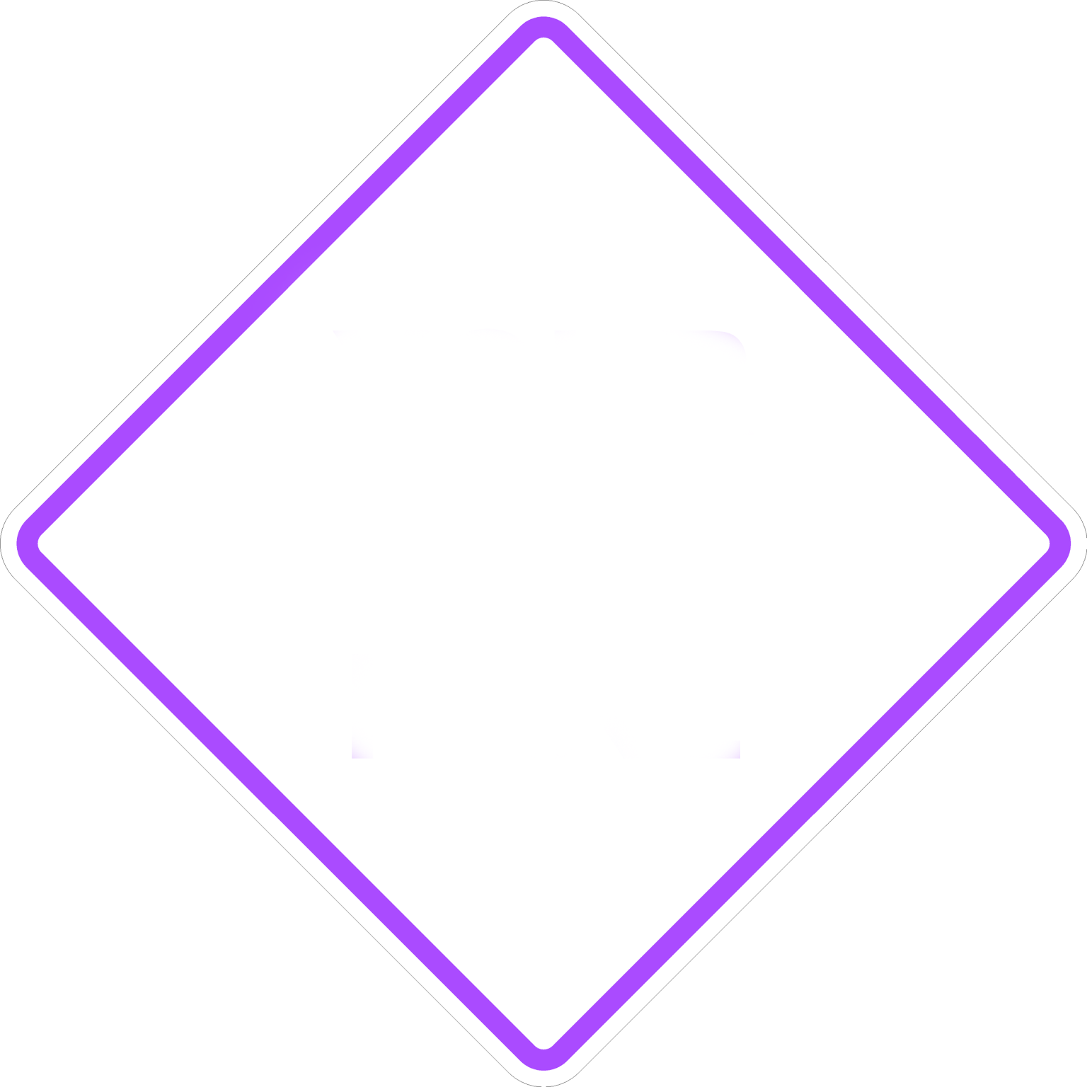 18" x 18" Custom Purple Border Diamond Sign - ROW Signs and Graphics